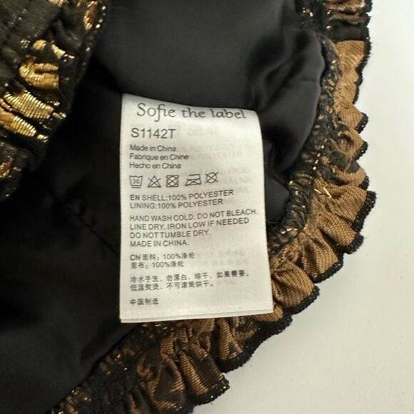 Sofie the Label Black Gold Floral Jacquard Strapless Corset Top Size Medium - Picture 8 of 11